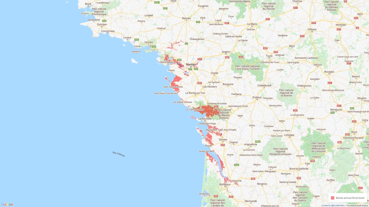 Montée du niveau de la mer Vendée 2050