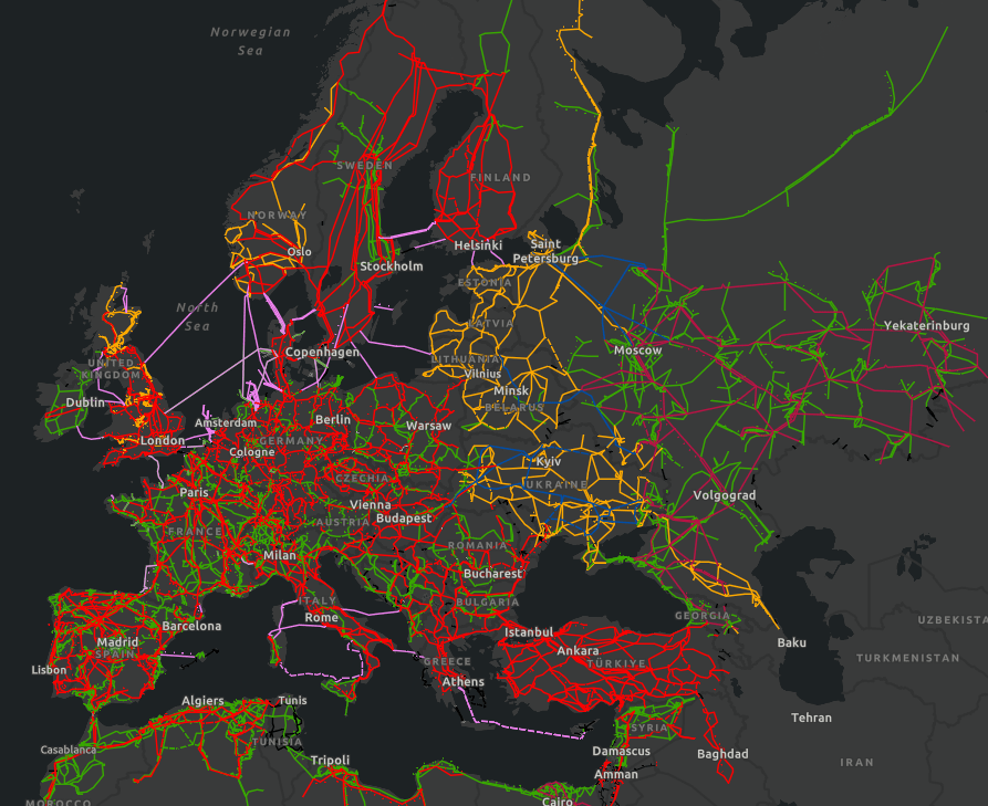 La carte des interconnexions électriques en Europe